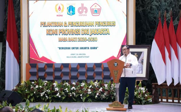 <span style='color:#ff0000;font-size:12px;'>PON 2028 </span><br> Gubernur DKI Jakarta Pramono Anung Lantik Pengurus KONI DKI, Targetkan Jakarta Juara Umum PON 2028
